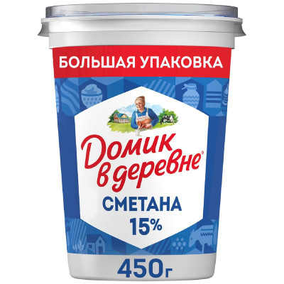 Изображение товара Сметана Домик в деревне 15%, 450г
