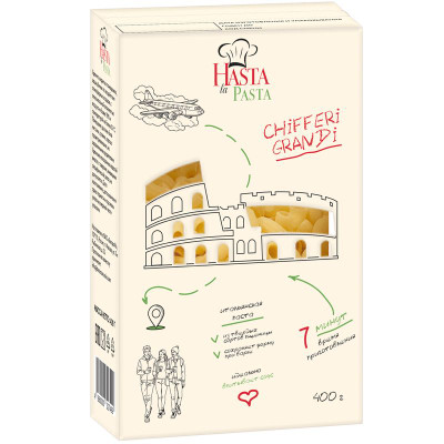 Изображение товара Макароны Hasta La Pasta Рожки большие группа А высший сорт, 400г