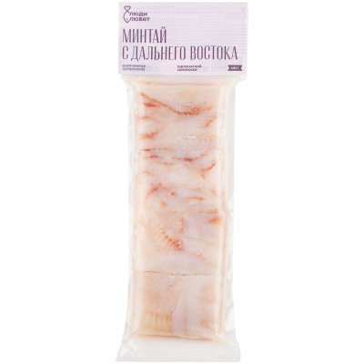 Изображение товара Филе Люди любят минтая без кожи порционное мороженое, 400г