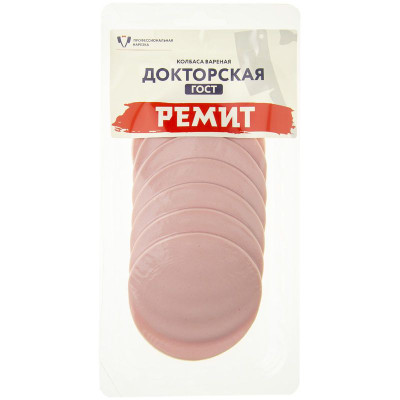 Изображение товара Колбаса Ремит Докторская вареная категории А нарезка, 150г