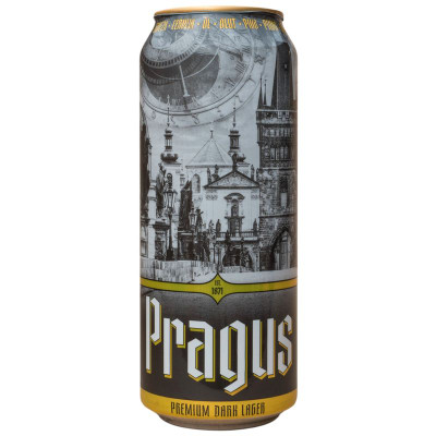 Изображение товара Пиво Pragus Premium Dark Lager тёмное фильтрованное пастеризованное, 500мл