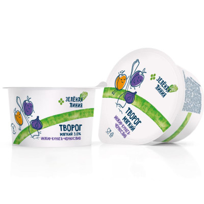 Изображение товара Творог мягкий инжир-курага-чернослив 3% Зелёная Линия, 100г