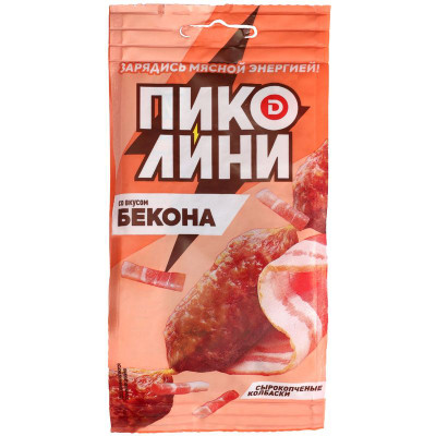 Изображение товара Колбаски сырокопчёные Дымов Пиколини со вкусом бекона полусухие, 50г