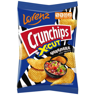Изображение товара Чипсы Lorenz Crunchips X-Cut картофельные  рифленные со вкусом африканской Чакалаки, 70г