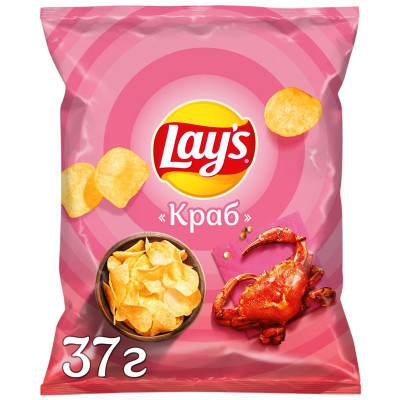 Изображение товара Чипсы картофельные Lays со вкусом краба, 37г