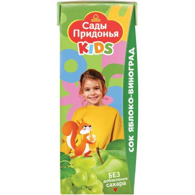 Изображение товара Сок Сады Придонья Kids яблочно-виноградный с 6 месяцев, 200мл