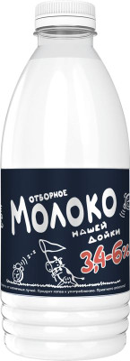 Изображение товара Молоко Нашей Дойки Отборное цельное пастеризованное 3.4-6%, 900мл