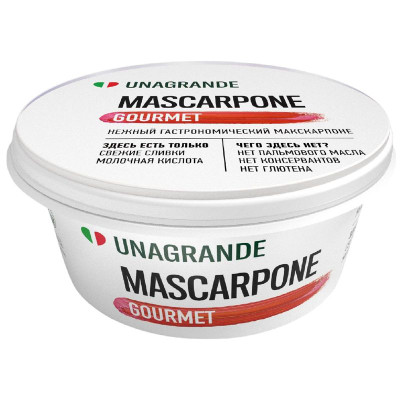 Изображение товара Сыр Unagrande Маскарпоне сливочный 80%, 250г