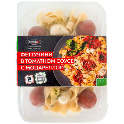 Изображение товара Феттучини Фросток в томатном соусе с моцареллой замороженное, 260г