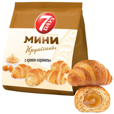Изображение товара Круассаны 7Days мини c кремом со вкусом Карамель, 265г