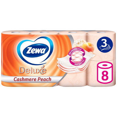 Изображение товара Туалетная бумага Zewa Deluxe Персик 3 слоя, 8шт