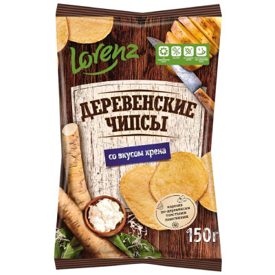 Изображение товара Чипсы картофельные Lorenz Деревенские чипсы со вкусом хрена, 150г