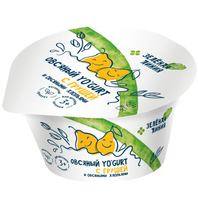 Изображение товара Продукт овсяный Yogurt Груша-Овсяные Хлопья Зелёная Линия, 130г