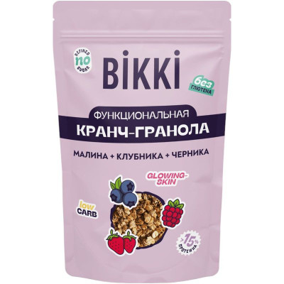 Изображение товара Гранола Bikki малина-клубника-черника, 150г