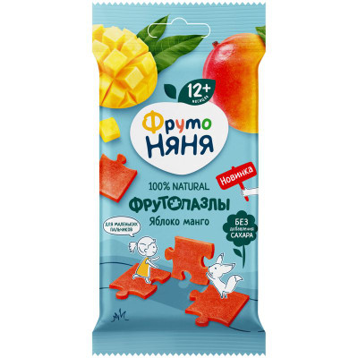 Изображение товара Кусочки ФрутоНяня фруктовые яблочно-манговые, 20г