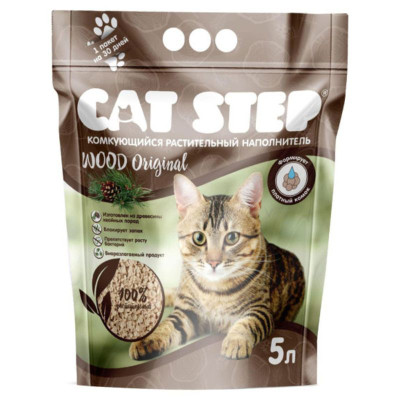 Изображение товара Наполнитель для кошачьего туалета Cat Step Wood Original растительный, 5л