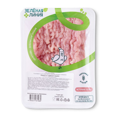 Изображение товара Фарш из куриной грудки охлаждённый Зелёная Линия, 400г