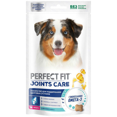 Изображение товара Лакомство Perfect Fit с говядиной с добавлением рыбьего жира и глюкозамина для собак, 130г