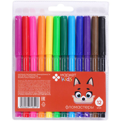Изображение товара Фломастеры в наборе Маркет Kids, 12шт