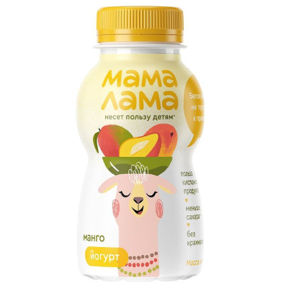 Изображение товара Йогурт питьевой Мама Лама Манго 2.5%, 200г