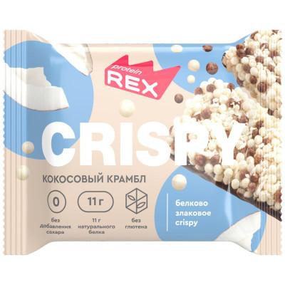 Изображение товара Хлебцы Protein Rex Crispy протеиново-злаковые кокосовый крамбл, 55г