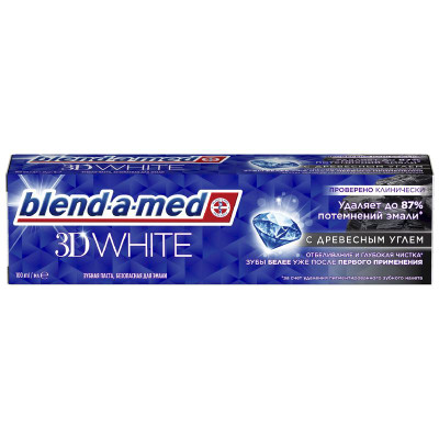 Изображение товара Зубная паста Blend-a-med 3D White Глубокая чистка с древесным углем, 100мл