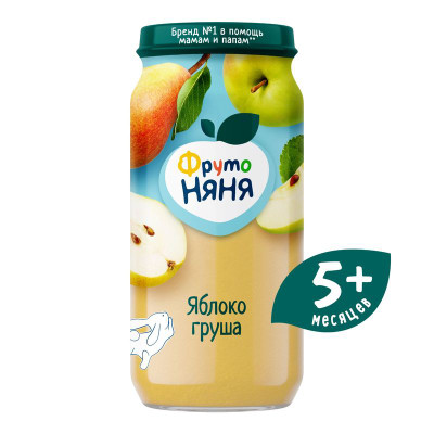 Изображение товара Пюре ФрутоНяня груша-яблоко с 5 месяцев, 250г