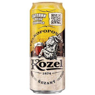 Изображение товара Пиво Velkopopovicky Kozel резаное светлое 4.7% жестяная банка, 450мл