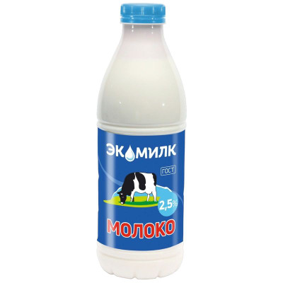 Изображение товара Молоко Экомилк пастеризованное 2.5%, 900мл