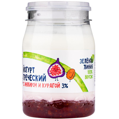 Изображение товара Йогурт греческий двухслойный с инжиром и курагой 3% Зелёная Линия, 190г