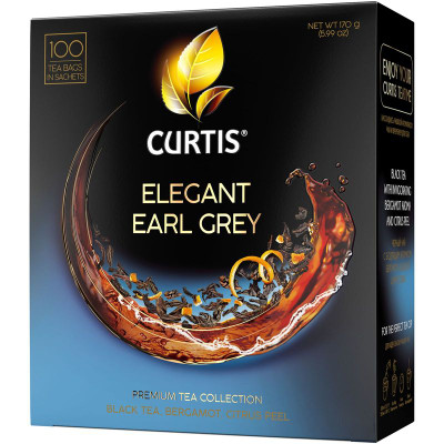 Изображение товара Чай Curtis Elegant Earl Grey чёрный байховый ароматизированный в пакетиках, 100х1.7г
