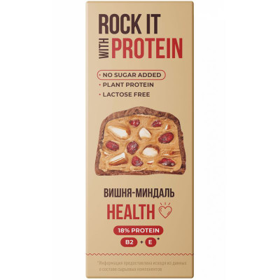 Изображение товара Батончик Rock It With Миндаль и вишня протеиновый в шоколаде, 40г