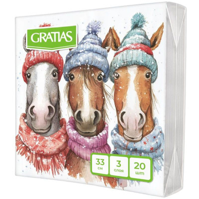 Изображение товара Салфетки Gratias Тройка 3сл 33х33см, 20л