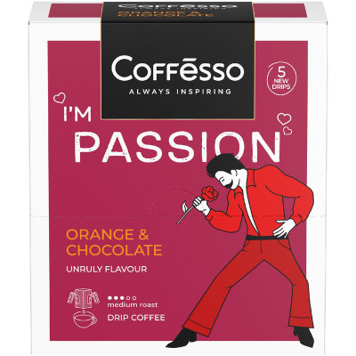Изображение товара Кофе в дрип пакетах Coffesso Пэшн Апельсин и Шоколад ароматизированный молотый, 5х10г