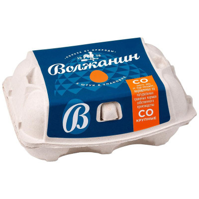 Изображение товара Яйца Волжанин куриные пищевые столовые отборной категории, 6шт