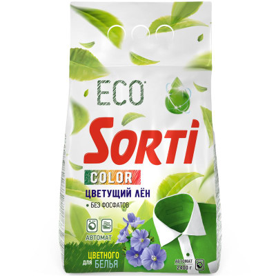 Изображение товара Порошок Sorti Color автомат для стирки цветущий лен универсальный, 2.4кг