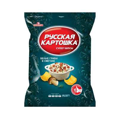 Изображение товара Чипсы Русская картошка картофельные со вкусом белых грибов в сметане, 105г