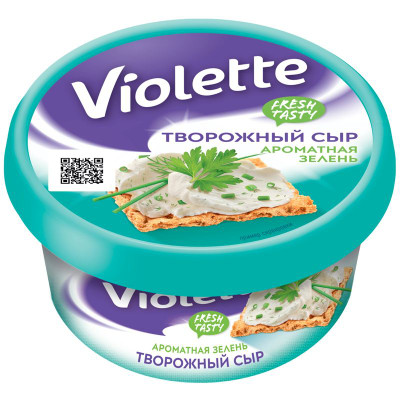 Изображение товара Сыр творожный Violette Ароматная зелень 70%, 140г