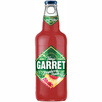 Изображение товара Пивной напиток Tony's Garret Hard Raspberry Peach пастеризованный, 4.6%, 400мл