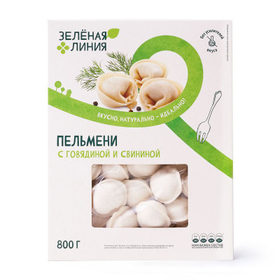 Изображение товара Пельмени с говядиной и свининой Зелёная Линия, 800г