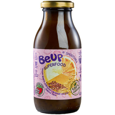 Изображение товара Смузи Be Up Superfood фруктовое с овсяными хлопьями и семенами льна, 300мл