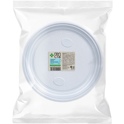 Изображение товара Тарелка белая одноразовая 210 мм Пр!ст, 12шт