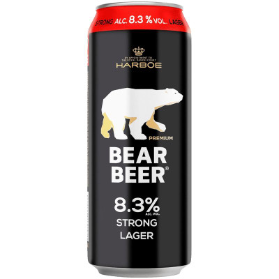 Изображение товара Пиво Bear Beer Стронг лагер светлое 8.3%, 450мл