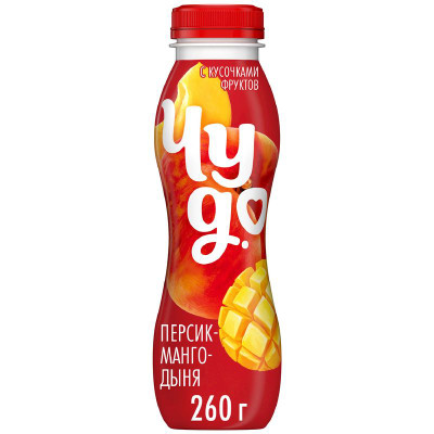 Изображение товара Йогурт питьевой Чудо Персик-манго-дыня 1.9%, 260г