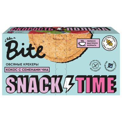 Изображение товара Крекер Take a Bite овсяный с кокосом и семенами чиа, 125г