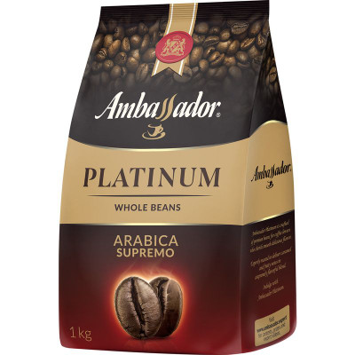 Изображение товара Кофе Ambassador Platinum натуральный жареный в зёрнах, 1кг