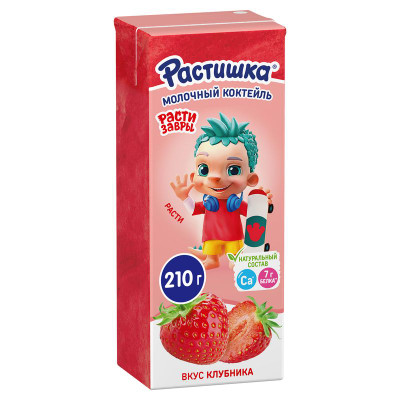Изображение товара Коктейль молочный Растишка для детей клубника 2%, 210мл