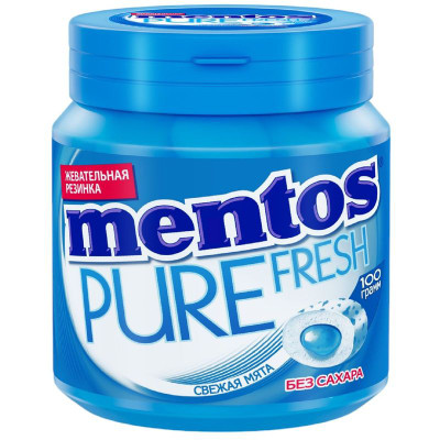 Изображение товара Жевательная резинка Mentos Pure Fresh Свежая мята, 100г