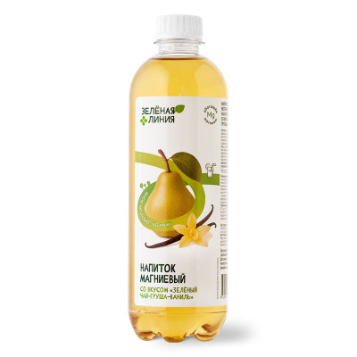 Изображение товара Напиток негазированный магниевый Зелёный чай-Груша-Ваниль Зелёная Линия, 500мл