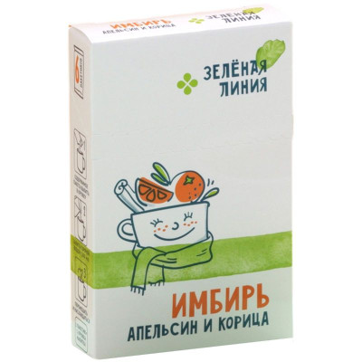 Изображение товара Основа для приготовления согревающего напитка Имбирь-апельсин-корица  Зелёная Линия, 6х34г